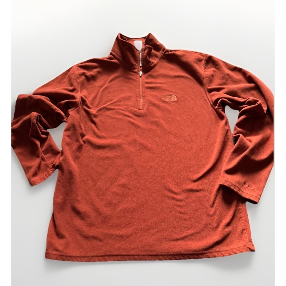 The North Face TKA 100 Jacket Mens Sz M  Red Orange 1/4 Zip Lightweight Pullover